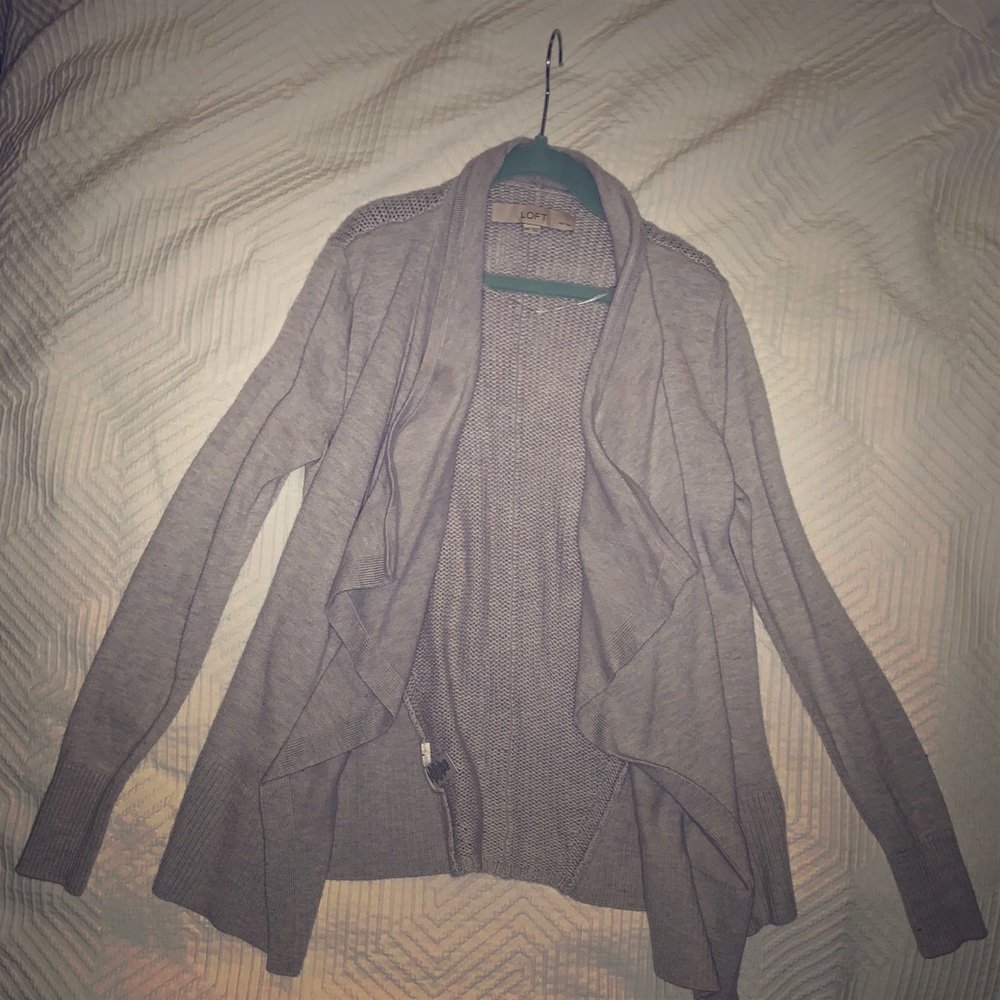 Heather Grey Cardigan, LOFT